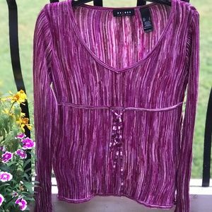 AXCESS by LIZ Striped Empire Waist Sweater Top